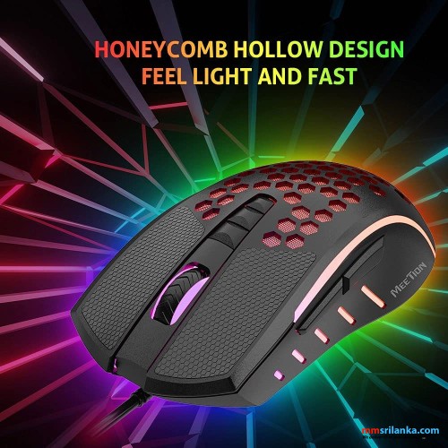 Meetion GM015 Lightweight Honeycomb RGB Gaming Mouse (6M)